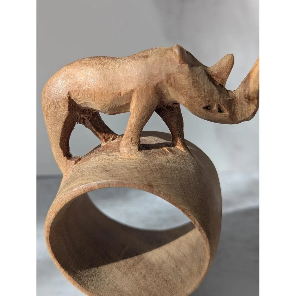 Vintage Handcarved African Animal Napkin Rings